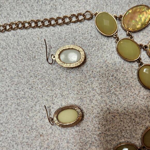 Charming Charlie Iridescent Oval Stone Necklace with Matching Earrings - Picture 5 of 7